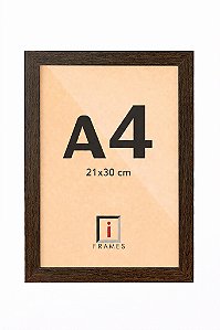 Moldura Quadro A4 21x30 cm Diploma Poster C/ Vidro - TABACO