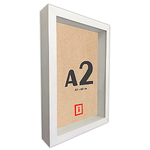 Moldura Caixa Alta A2 42x60 Com Espaçamento Interno De 3cm - BRANCA