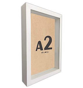 Moldura Quadro Caixa Alta A2 42x60 Com Espaçamento Interno De 3cm - BRANCA