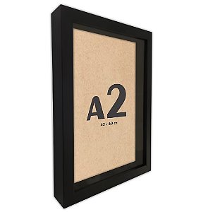 Moldura Quadro Caixa Alta A2 42x60 Com Espaçamento Interno De 3cm - PRETA