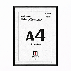 Moldura De Alumínio Com Vidro Duplo A4 21x30 cm Para Certificados - PRETA