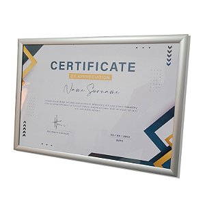 Moldura Alumínio Vidro Simples Alvará Certificado A4 21x30 - PRATA FOSCO