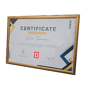 Moldura A4 21x30 cm Alumínio Vidro Simples Alvará Certificado - BRONZE FOSCA