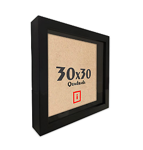 Moldura Caixa Alta 30x30 C/ Espaçamento Interno De 3cm - PRETA