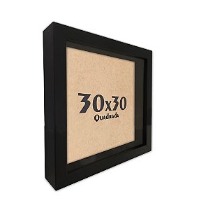 Moldura Quadro Caixa Alta 30x30 Com Espaçamento Interno De 3cm - PRETA
