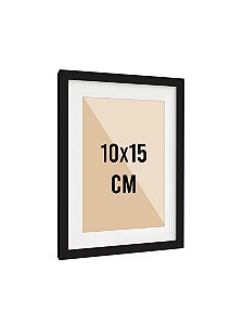 Moldura Quadro Com Vidro E Paspatur De 3 Cm P/ Imagem A6 10x15 - PRETA