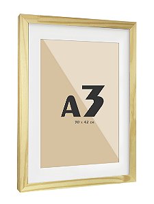 Moldura Quadro Com Vidro E Paspatur De 3 Cm P/ Imagem A3 30x42 - PINUS