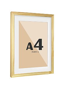 Moldura Quadro Com Vidro E Paspatur De 3 Cm P/ Imagem A4 21x30 - PINUS