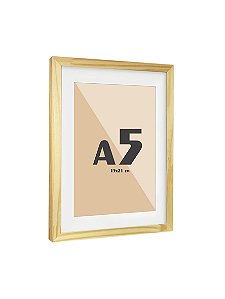 Moldura Quadro Com Vidro E Paspatur De 3 Cm P/ Imagem A5 15x21 - PINUS