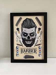 Quadro Decorativo Com Imagem Vintage Retrô Barbeiro A4 21x30 cm - COM VIDRO