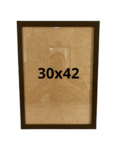 Moldura Quadro A3 30x42 cm P/ Posters Imagens Fotos Com Vidro - TABACO