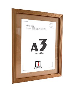 Moldura Ripada C/ Vidro e Paspatur de 3 Cm P/ Imagem A3 30x42 -  COBRE