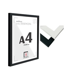 Moldura Caixa Alta A4 21x30 cm P/ Posters Imagens Fotos - COM VIDRO