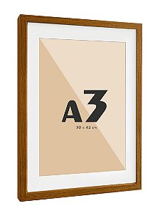 Moldura Quadro Com Vidro E Paspatur De 3 Cm P/ Imagem A3 30x42 - FREIJÓ