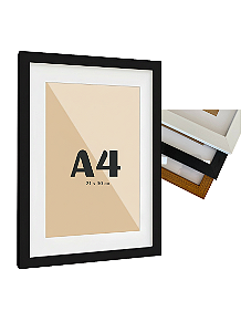 Moldura Quadro Com Vidro E Paspatur De 3 Cm P/ Imagem A4 21x30 cm (2x2)