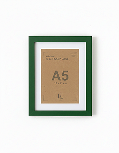 Moldura Quadro Com Vidro E Paspatur De 3 Cm P/ Imagem A5 15x21 - VERDE