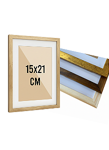Moldura Quadro A5 15x21 cm P/ Posters Imagens Fotos C/ Paspatur 3cm - C/ Vidro (2x1)