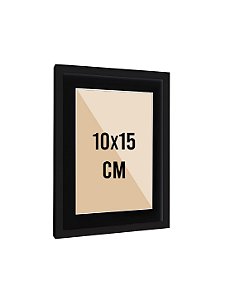 Moldura Preta com Vidro para Foto 10x15 cm Com Paspatur Preto