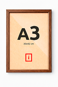 Moldura A3 30x42 cm - COM VIDRO - Caixa alta 3x1,5 cm P/ Imagens NOGUEIRA