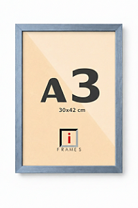 Moldura A3 30x42 cm Caixa alta 3x1,5 cm P/ Imagens INOX - COM VIDRO