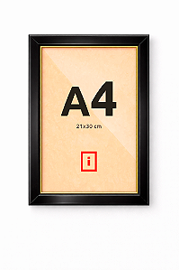 Moldura A4 21x30 cm Larga 3 cm Para Certificado Diploma Com Vidro - FILETE OURO