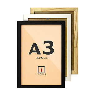 Moldura Quadro A3 30x42 cm P/ Posters Fotos - COM VIDRO