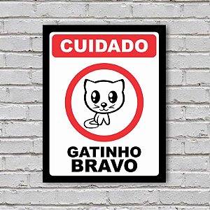 Placa de Parede Decorativa: Gatinho Bravo