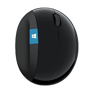 Mouse sem fio Microsoft Ergonomic com Design Ergonômico, 7 Botões, Pilhas Inclusas, Preto - L6V-00009