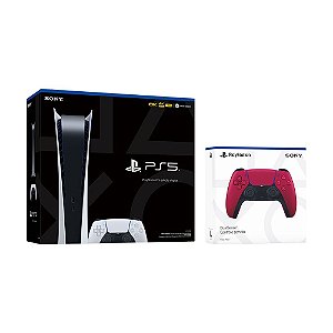 Bundle Console PlayStation 5 Digital Edition + Controle sem fio DualSense Cosmic Red Sony - PS5 (Envios em 28/03)