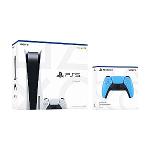 Bundle Console PlayStation 5 com disco + Controle sem fio DualSense Starlight Blue Sony - PS5