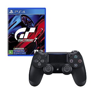 Bundle Controle Sony Dualshock 4, Preto, sem fio + Jogo Gran Turismo 7 - PS4