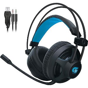 Headset Gamer Fortrek PRO H2 LED Azul Preto - Multiplataforma