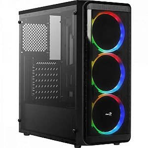 Gabinete Gamer Aerocool SI-5200 RG Window, ATX, RGB, 1x Cooler Traseiro, Preto