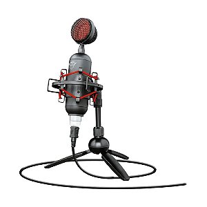 Microfone Condensador USB Trust Buzz GXT 244 Preto e Vermelho - PS4, PC e Mac