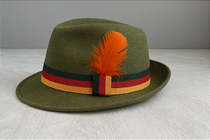 Chapéu Tirolês Feltro Rio Branco Verde Musgo