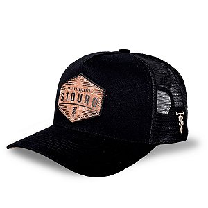 Boné Masculino Trucker Logo Brasão Preto Stouro