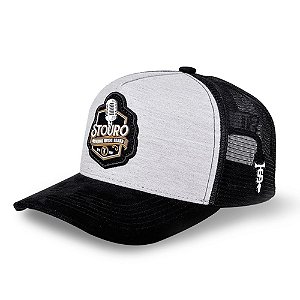 Boné Masculino Trucker Microfone Cinza Mescla Stouro