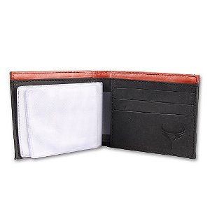 Carteira em Couro Stouro - 031 - Preto / Laranja