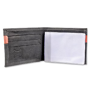 Carteira em Couro Stouro - 039 - Preto / Laranja