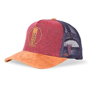 Boné Masculino Trucker Trigo Vinho Stouro