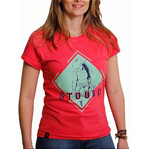 Camiseta Feminina Cowgirl Salmão Stouro