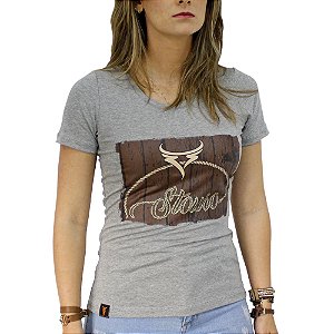 Camiseta Feminina Stouro Laço - Cinza Mescla