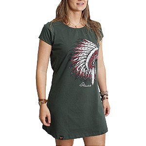 Vestido Stouro Cocar - Verde Militar
