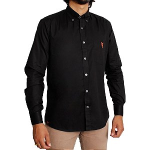 Camisa Masculina Stouro Manga Longa - Preta