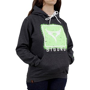 Moletom Feminino Canguru Brasão Mascote Preto Stouro