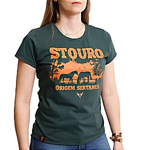 Camiseta Feminina Cavalos Verde Militar Stouro