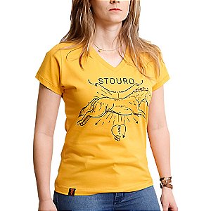 Camiseta Feminina Cavalo Coração Mostarda Stouro