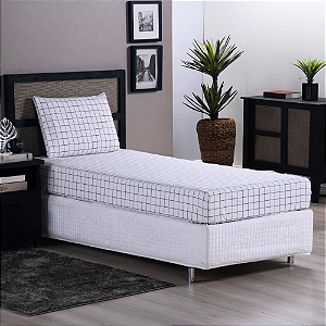 Jogo de Lençol Grid Quadriculado 2 Peças Solteiro 80% Algodão / 20% Poliéster Pe
