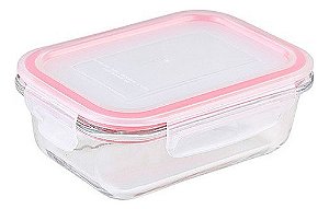 Pote De Vidro Retangular Hérmetico 370ml Forno E Micro Ondas