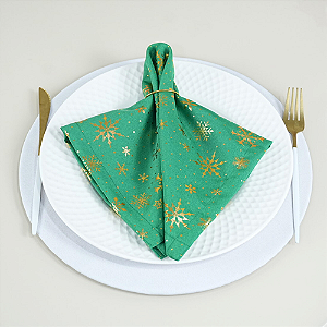 Kit 2 Guardanapos Lumine Natal 42cm x 42cm 100% Poliéster Tecido Oxford - Verde